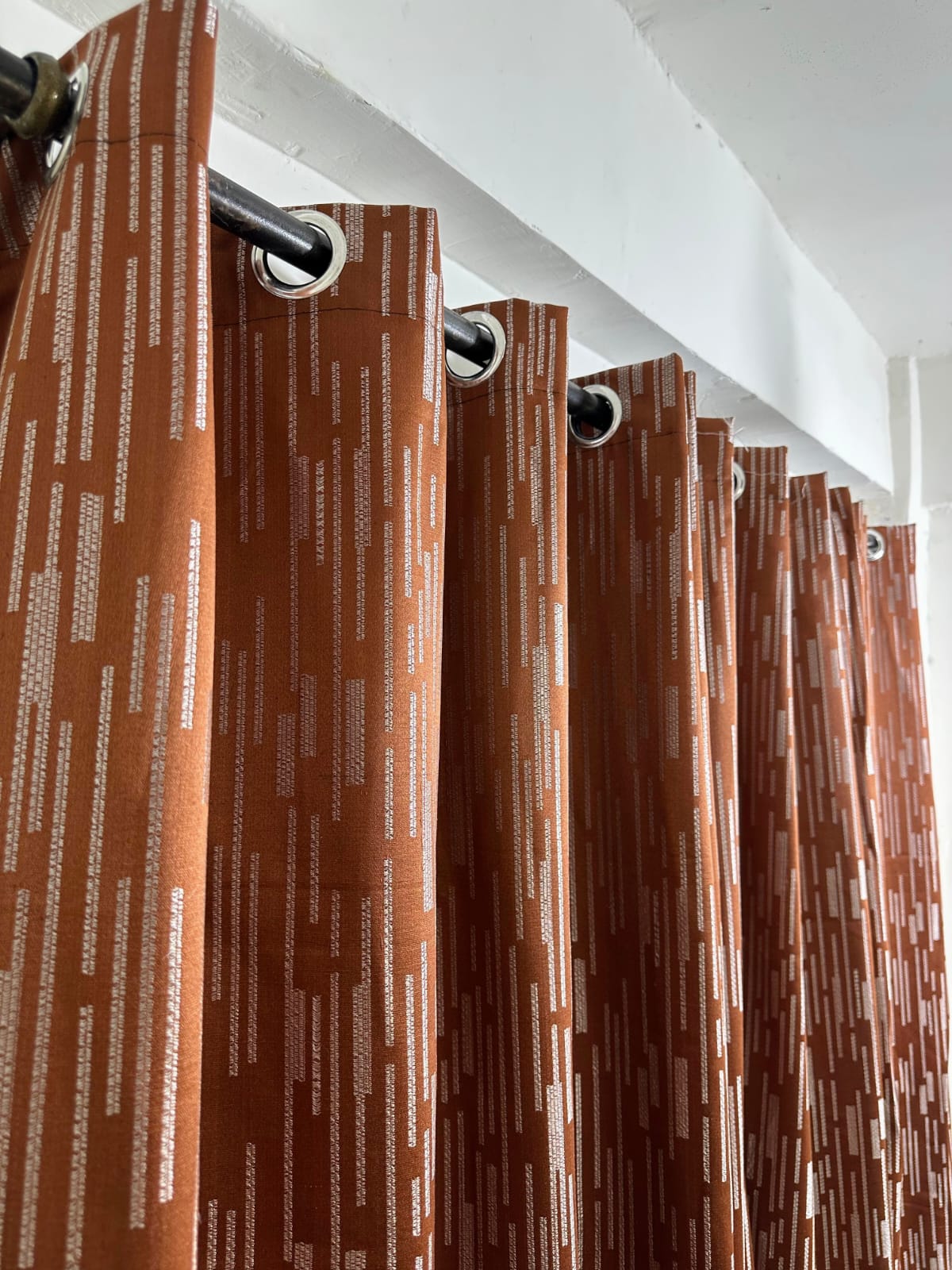 Export Golden Sparkles Jacquard Texture Curtains With Steel Rings - Pack of 2 (8 Feet × 4 Feet)