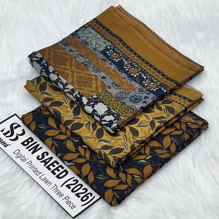 Bin Saeed Lawn Collection 2026 | Original 3 Piece Unstitched Stitched/Ready to wear