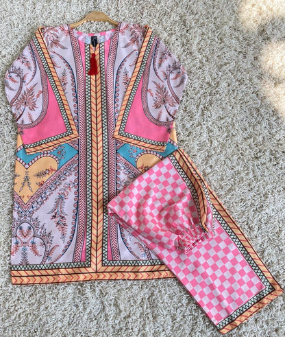 Stitched 2 Piece Printed Co-Ord Set for Women | Premium Grip Fabric | Elegant Printed Co-Ord Suit