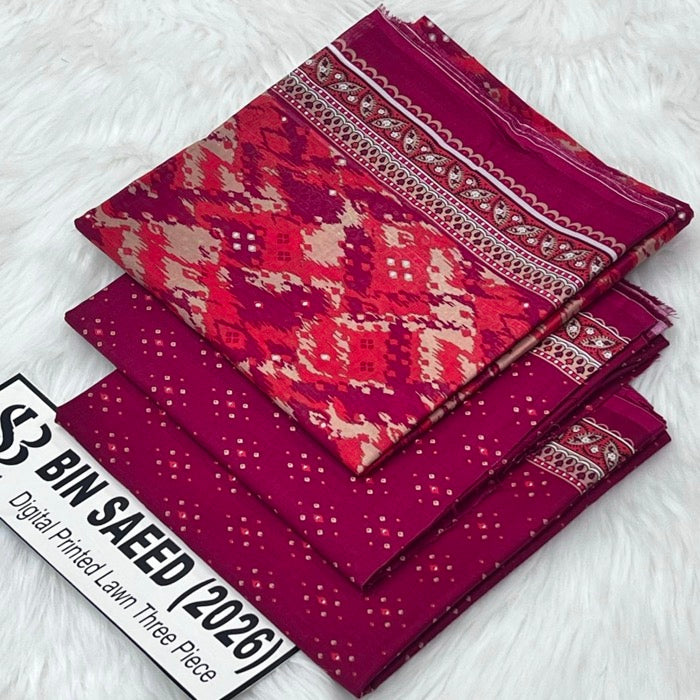 Bin Saeed Lawn 3Pcs (100% Original)