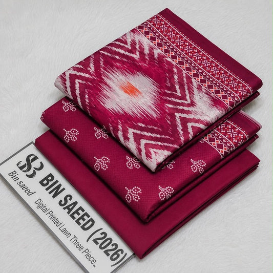 Bin Saeed Lawn 3Pcs (100% Original)