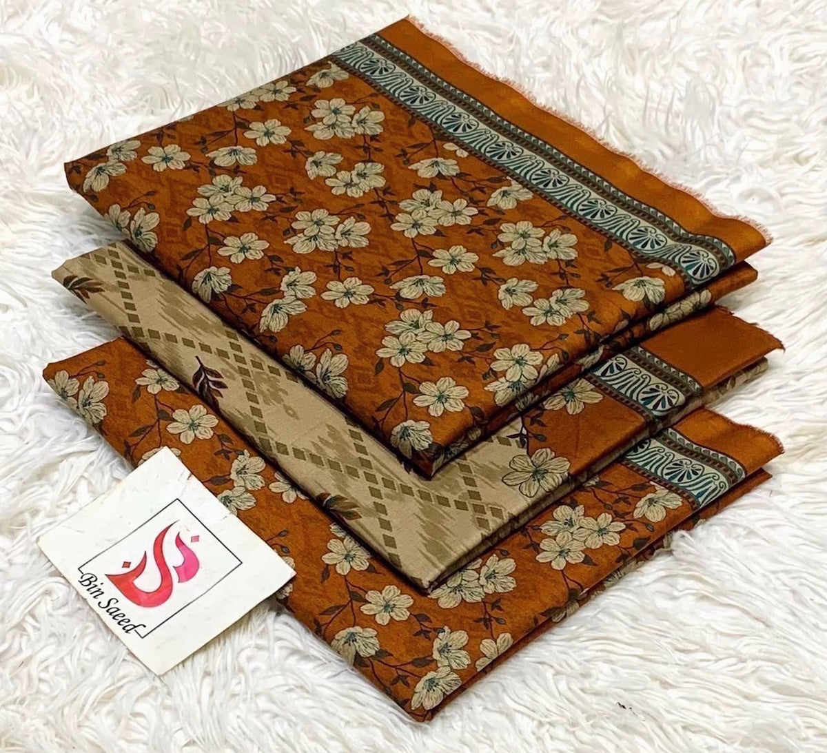 Bin Saeed Lawn 3Pcs (100% Original)