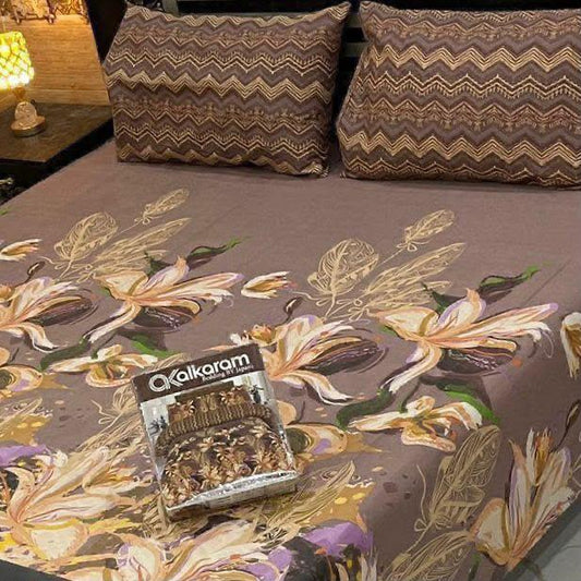 Premium Cotton King Size Bedsheet Set | 3-Piece Printed Gift Pack
