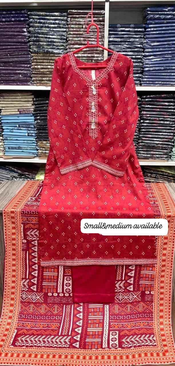 Bin saeed original 3pc Lawn Suit Stitched - My Store