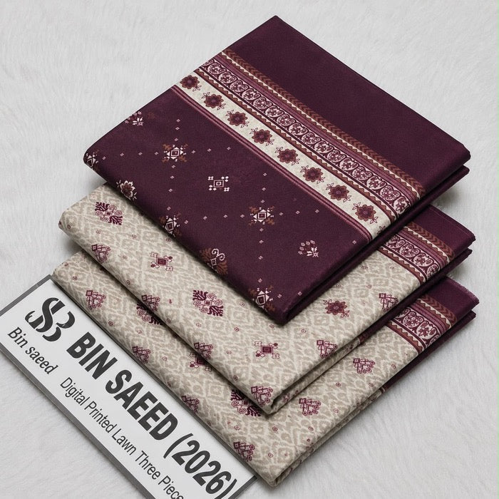 Bin Saeed Lawn 3Pcs (100% Original)