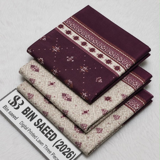 Bin Saeed Lawn 3Pcs (100% Original)