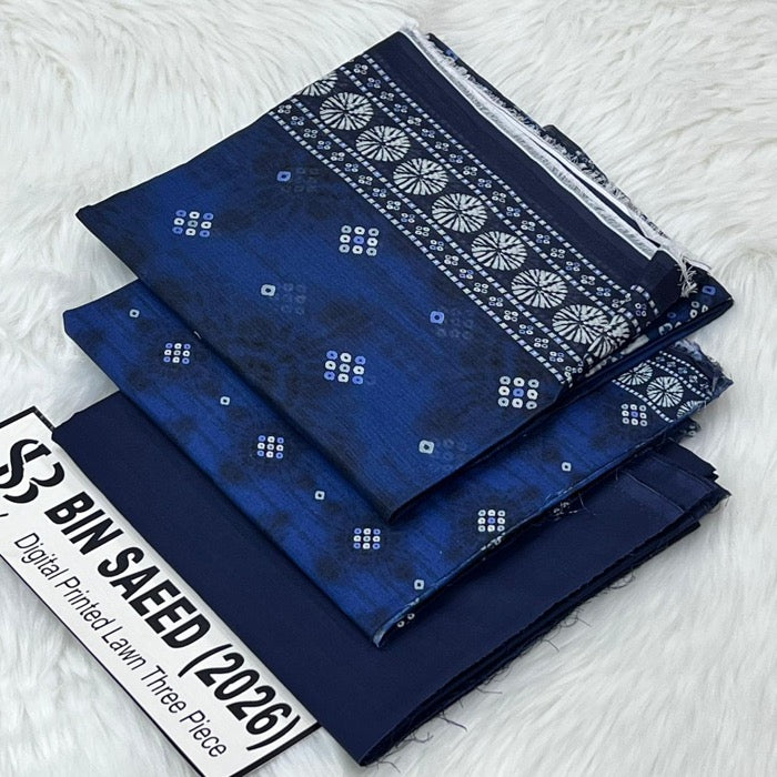 Original Bin Saeed Lawn 3 Piece Unstitched Suit 2026 Collection
