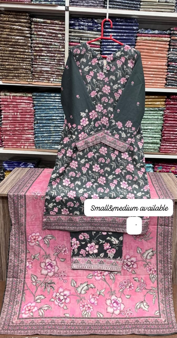 Bin saeed original 3pc Lawn Suit Stitched - My Store