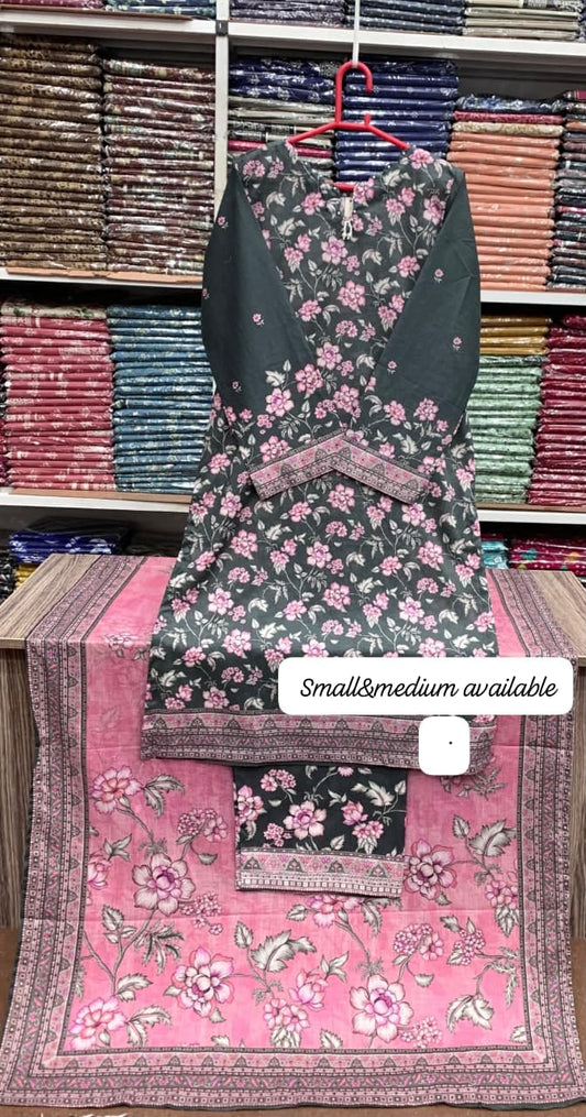 Bin saeed original 3pc Lawn Suit Stitched - My Store