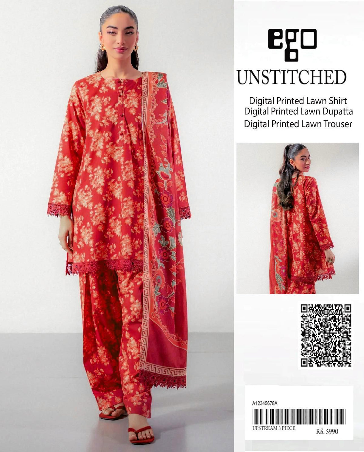 Ego Original 3Pc Summer Lawn | Perfect Everyday Wear for Women