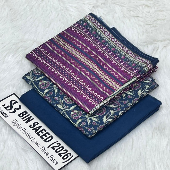 Bin Saeed Lawn Collection 2026 | Original 3 Piece Unstitched Stitched/Ready to wear