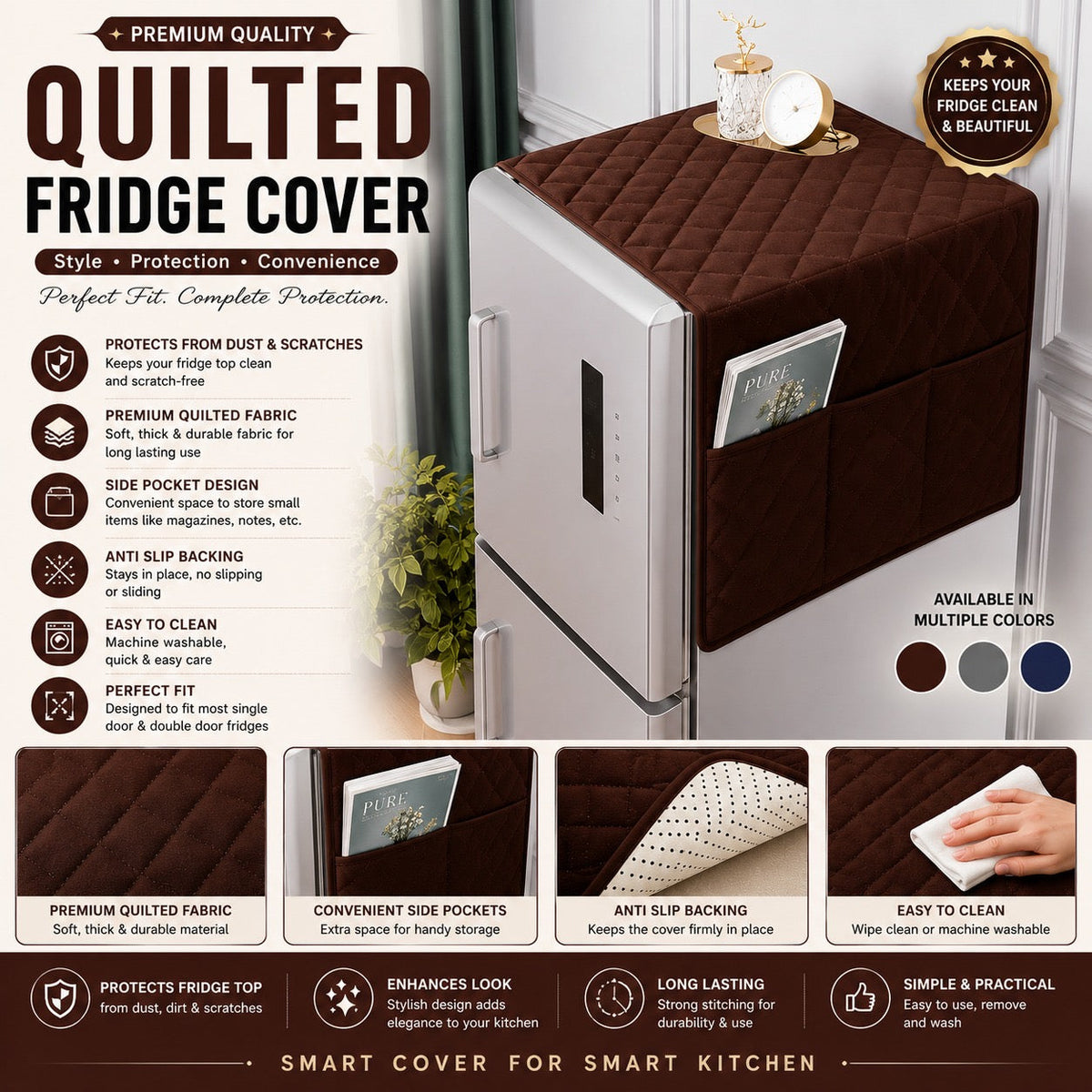 COTTON QUILTED FRIDGE COVER