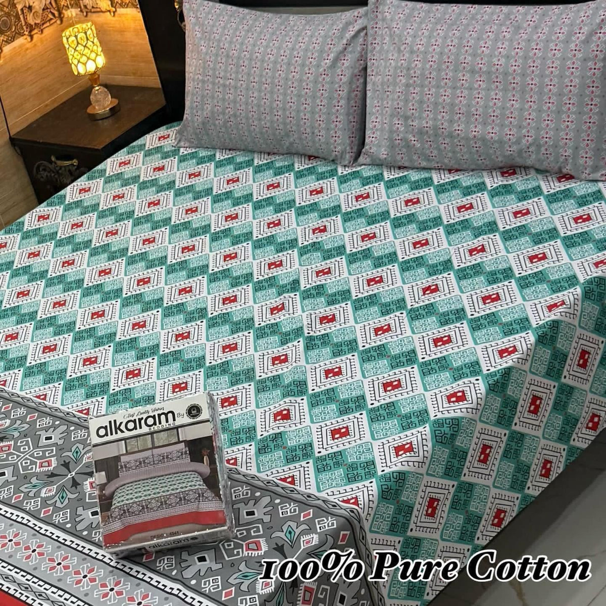 Chenab 100% Pure Cotton Bedsheet Set – 3 Piece King Size Bedding Collection