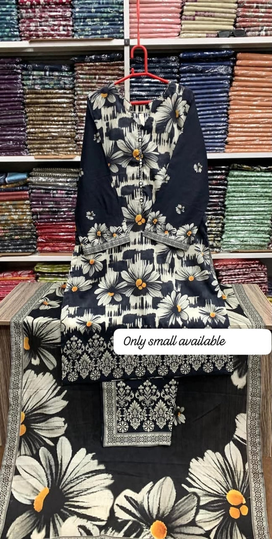 Bin saeed original 3pc Lawn Suit Stitched - My Store