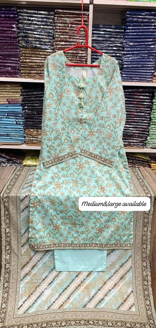 Bin saeed original 3pc Lawn Suit Stitched - My Store