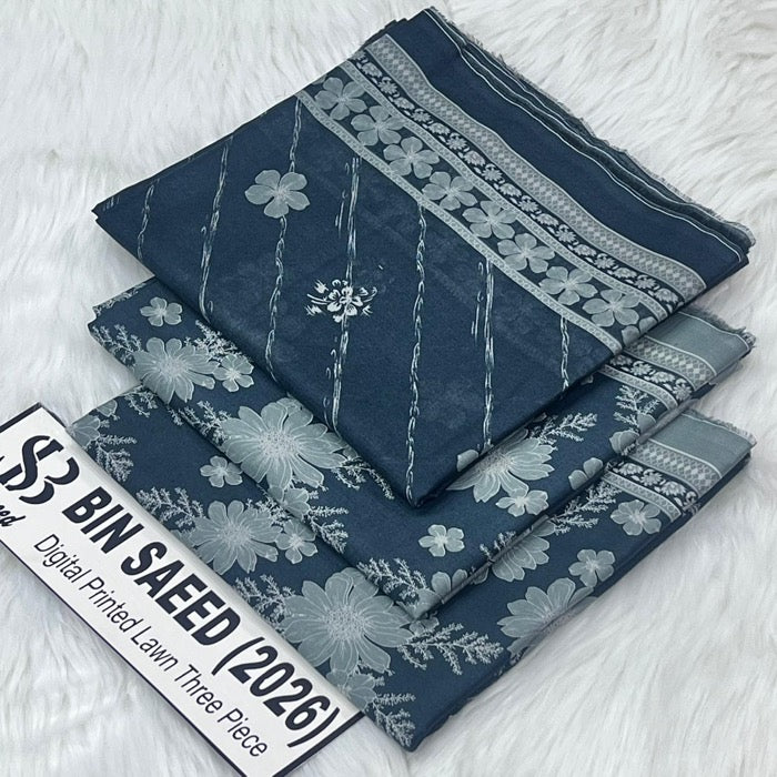 Original Bin Saeed Lawn 3 Piece Unstitched Suit 2026 Collection