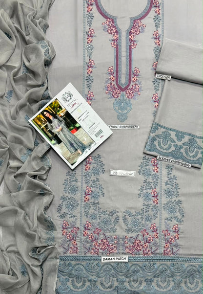 Mushq Fancy chickenkari lawn 3Pc - My Store