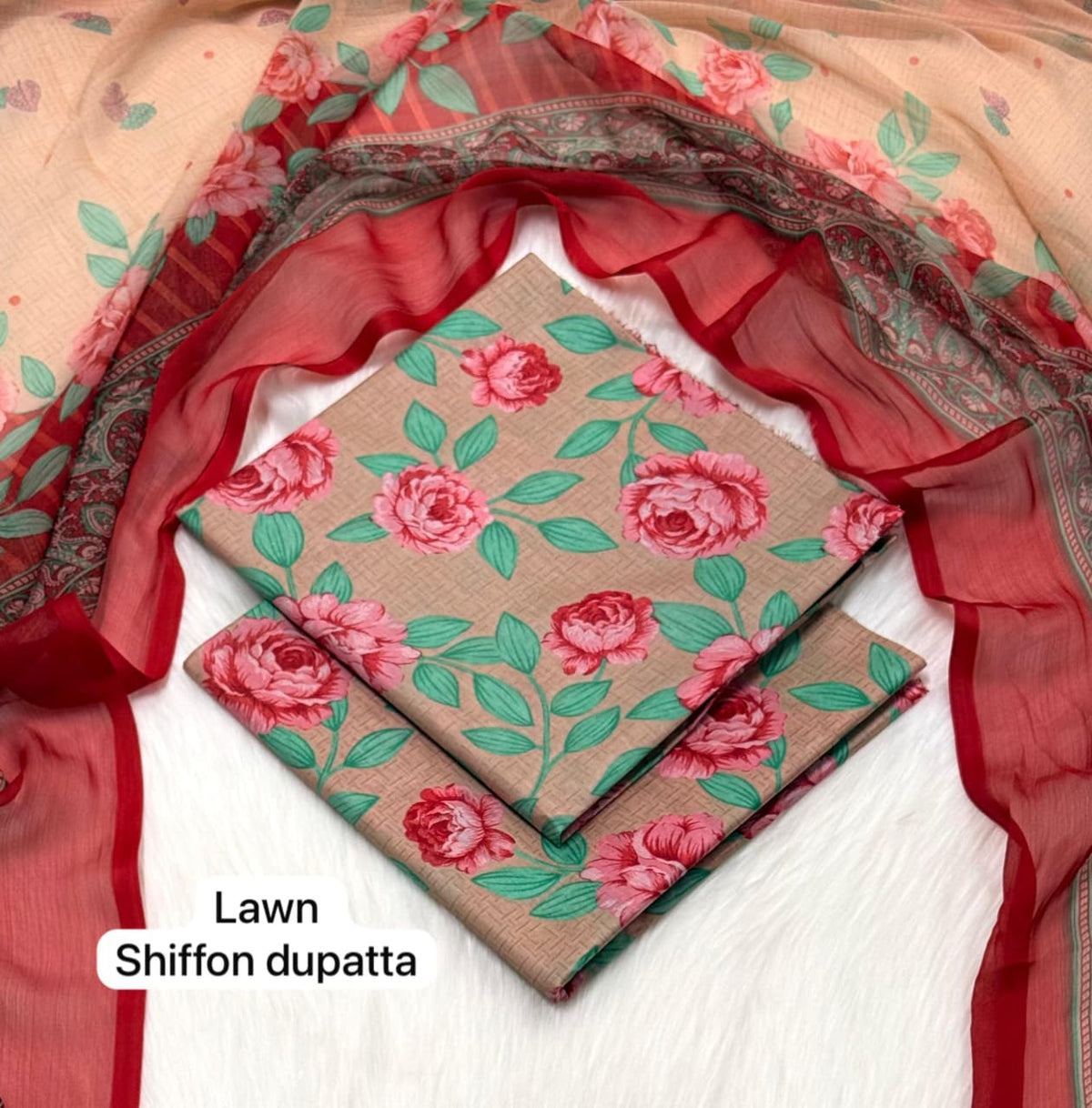 Digital Printed Lawn Suit with Chiffon Dupatta | Summer sale | Branded lawn | 3Pc - My Store