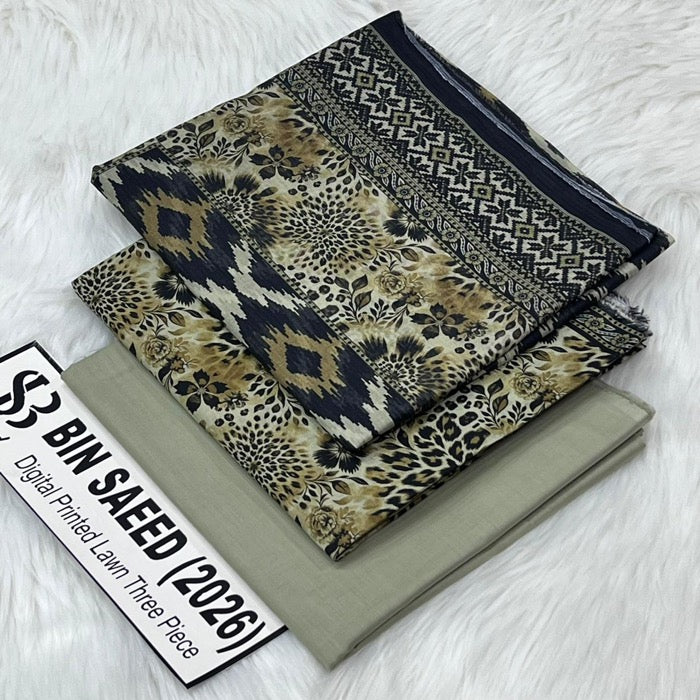 Original Bin Saeed Lawn 3 Piece Unstitched Suit 2026 Collection