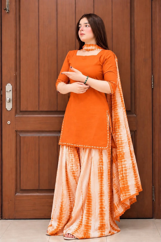 Lawn 3pc with Bhamber lace Duppata inspired by amna malik - My Store