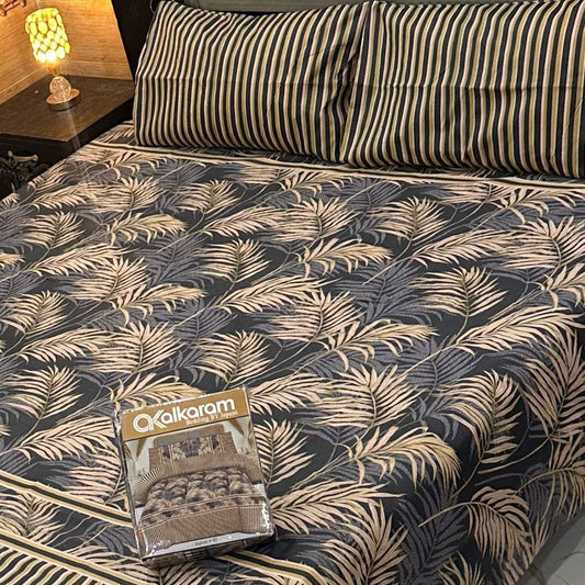 Premium Cotton King Size Bedsheet Set | 3-Piece Printed Gift Pack