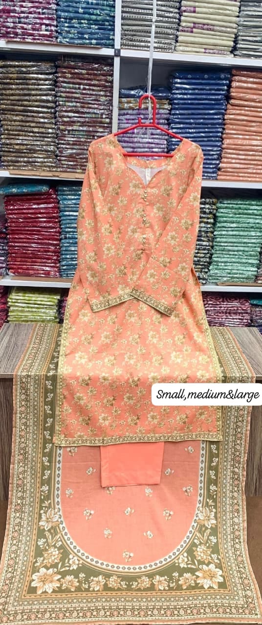 Bin saeed original 3pc Lawn Suit Stitched - My Store
