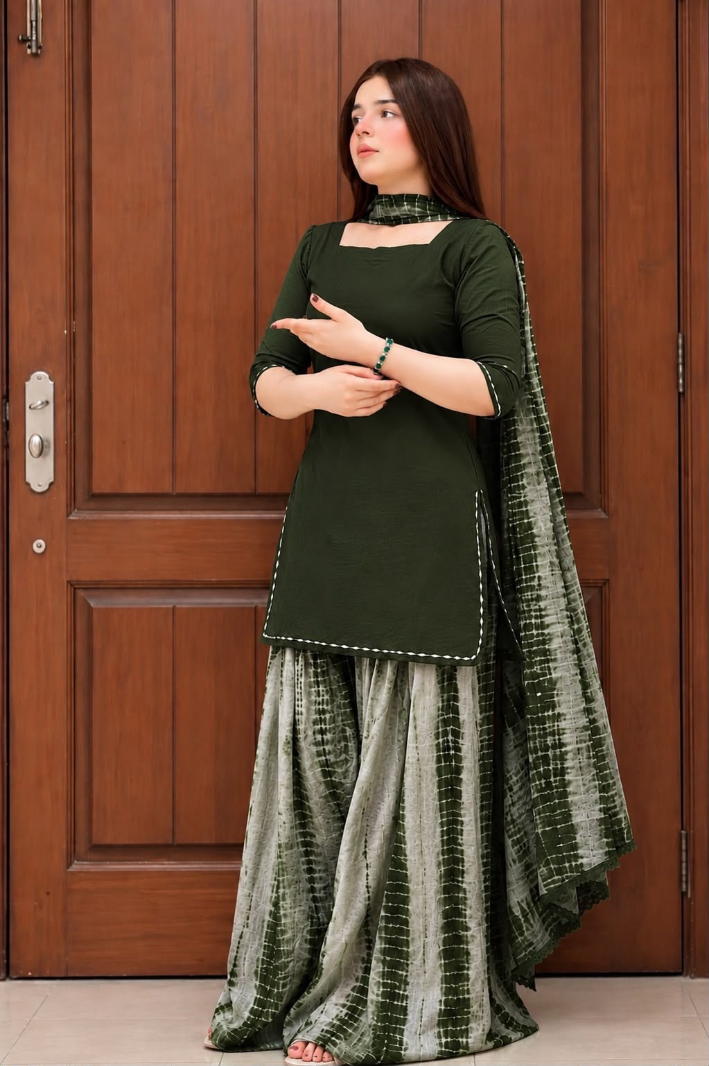 Lawn 3pc with Bhamber lace Duppata inspired by amna malik - My Store