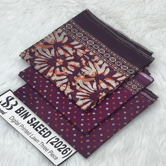 Bin Saeed Lawn Collection 2026 | Original 3 Piece Unstitched Stitched/Ready to wear