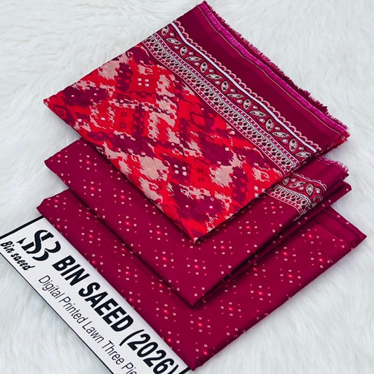 Bin Saeed Lawn Collection 2026 | Original 3 Piece Unstitched Stitched/Ready to wear