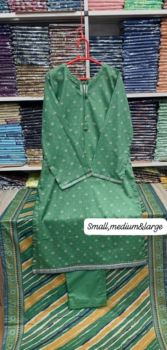 Bin saeed original 3pc Lawn Suit Stitched - My Store
