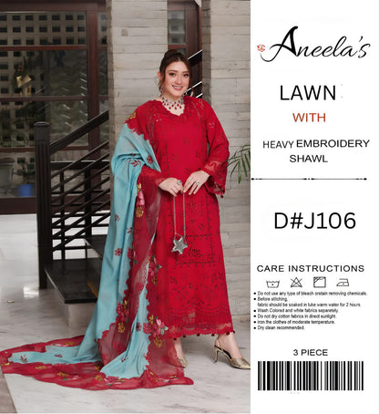 Aneela’s fancy 3pc Lawn Suit 2026
