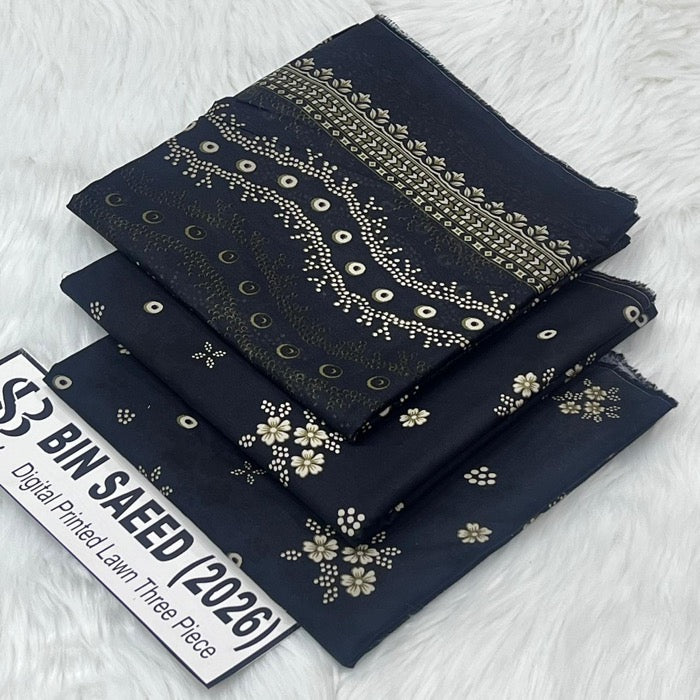 Bin Saeed Lawn Collection 2026 | Original 3 Piece Unstitched Stitched/Ready to wear