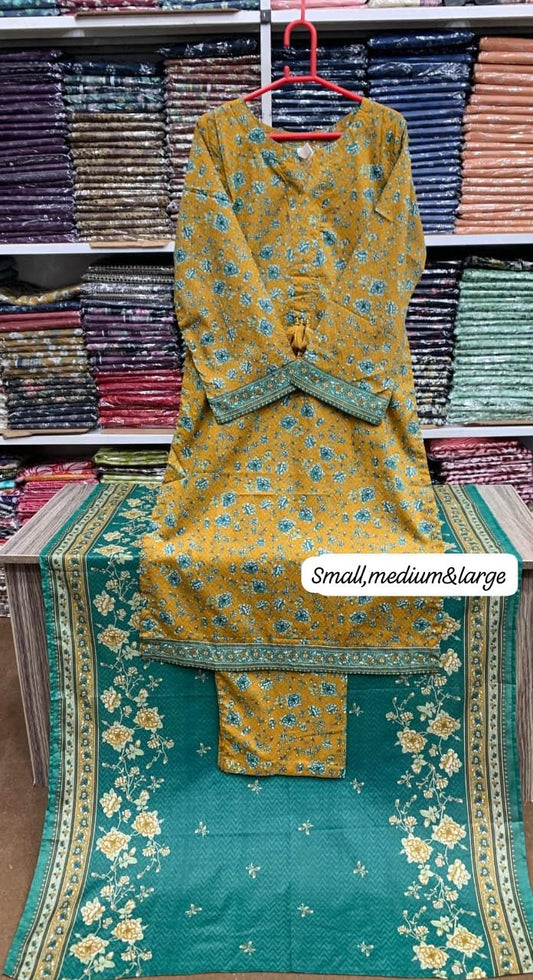 Bin saeed original 3pc Lawn Suit Stitched - My Store