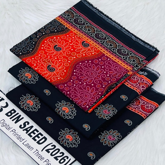 Bin Saeed Lawn Collection 2026 | Original 3 Piece Unstitched Stitched/Ready to wear