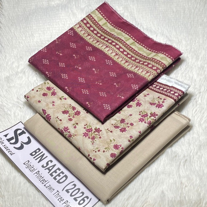 Bin Saeed Lawn 3Pcs (100% Original)