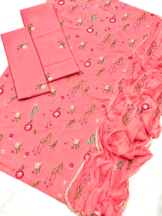 Batik Lawn 3-Piece Unstitched Suit with Bamber Embroidered Dupatta | Premium Batik Wear