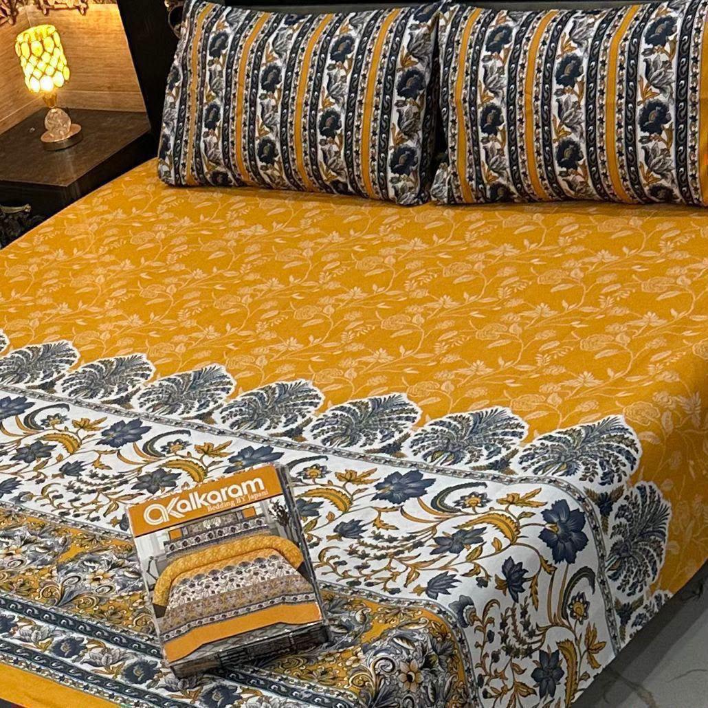 Premium Cotton King Size Bedsheet Set | 3-Piece Printed Gift Pack
