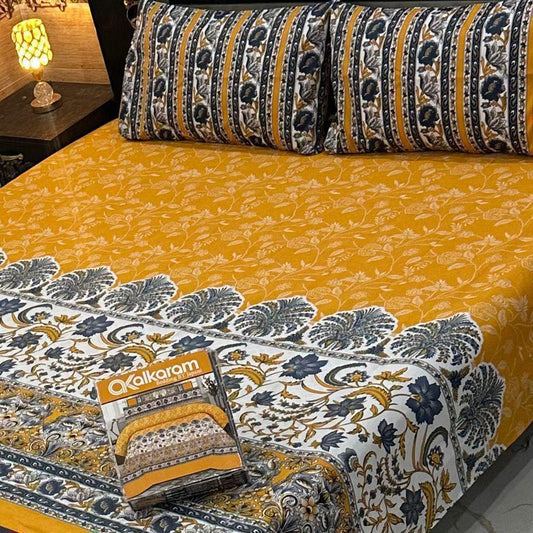 Premium Cotton King Size Bedsheet Set | 3-Piece Printed Gift Pack