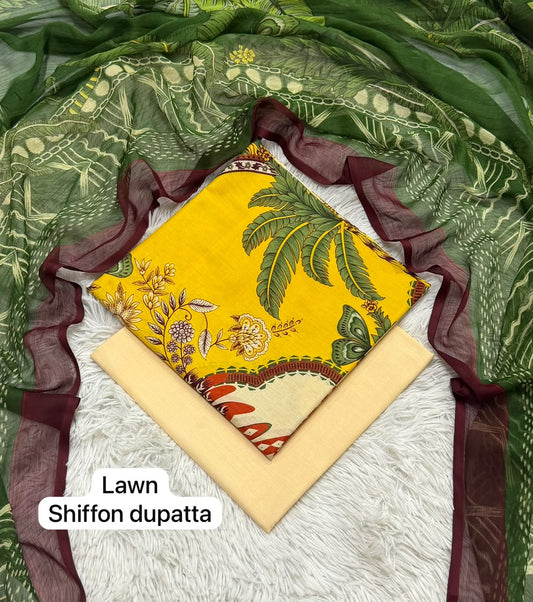 Digital Printed Lawn Suit with Chiffon Dupatta | Summer sale | Branded lawn | 3Pc - My Store