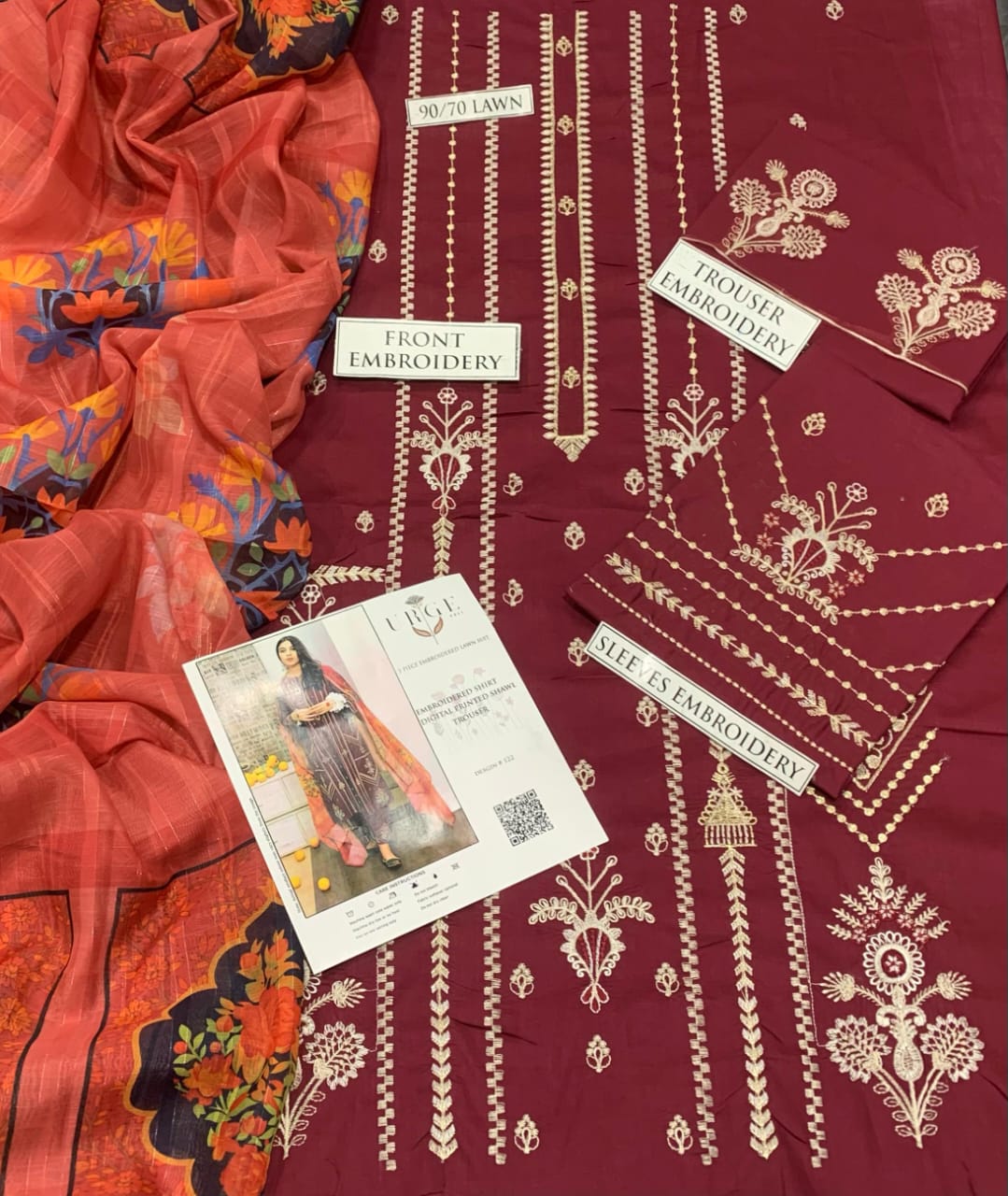 Urge brand fancy 3p Lawn Suit 2026