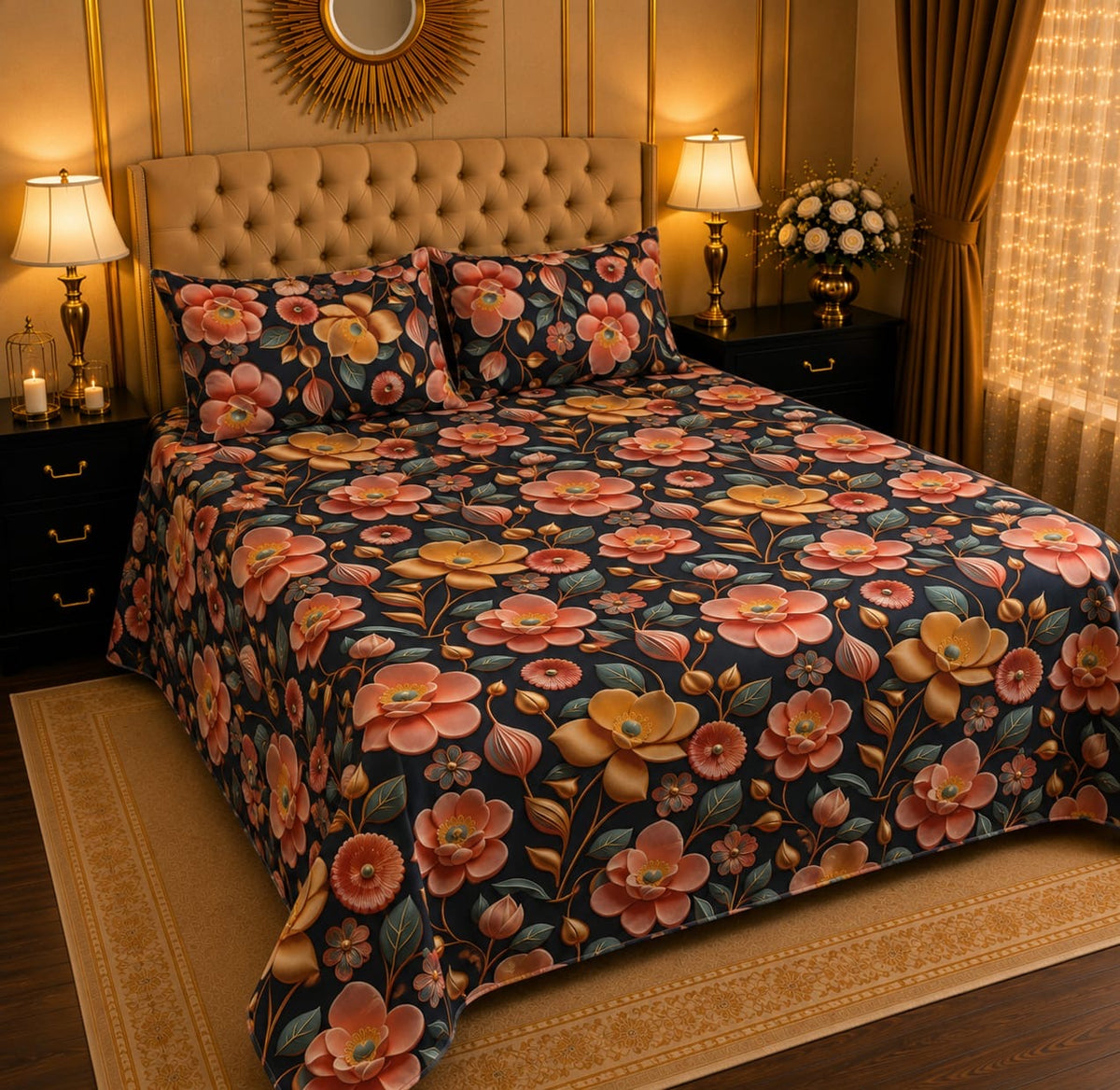 elegant-floral-3d-cotton-satin-king-size-bed-sheet.