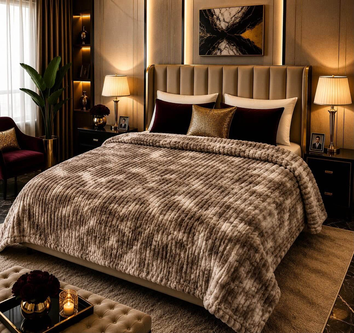 Premium fluffy fleece AC blanket for double bed in Pakistan