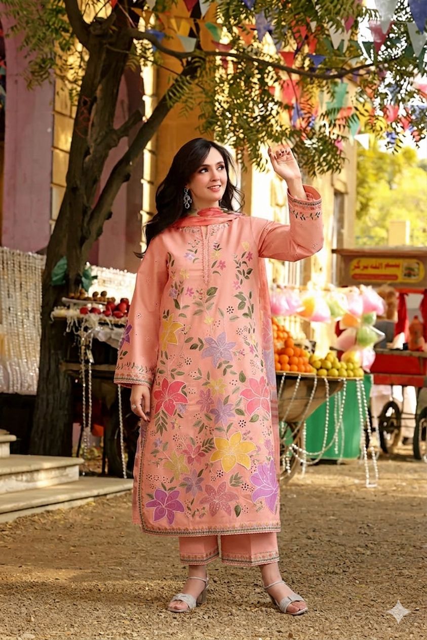 Fancy 3Pc Summer lawn by Aleena's