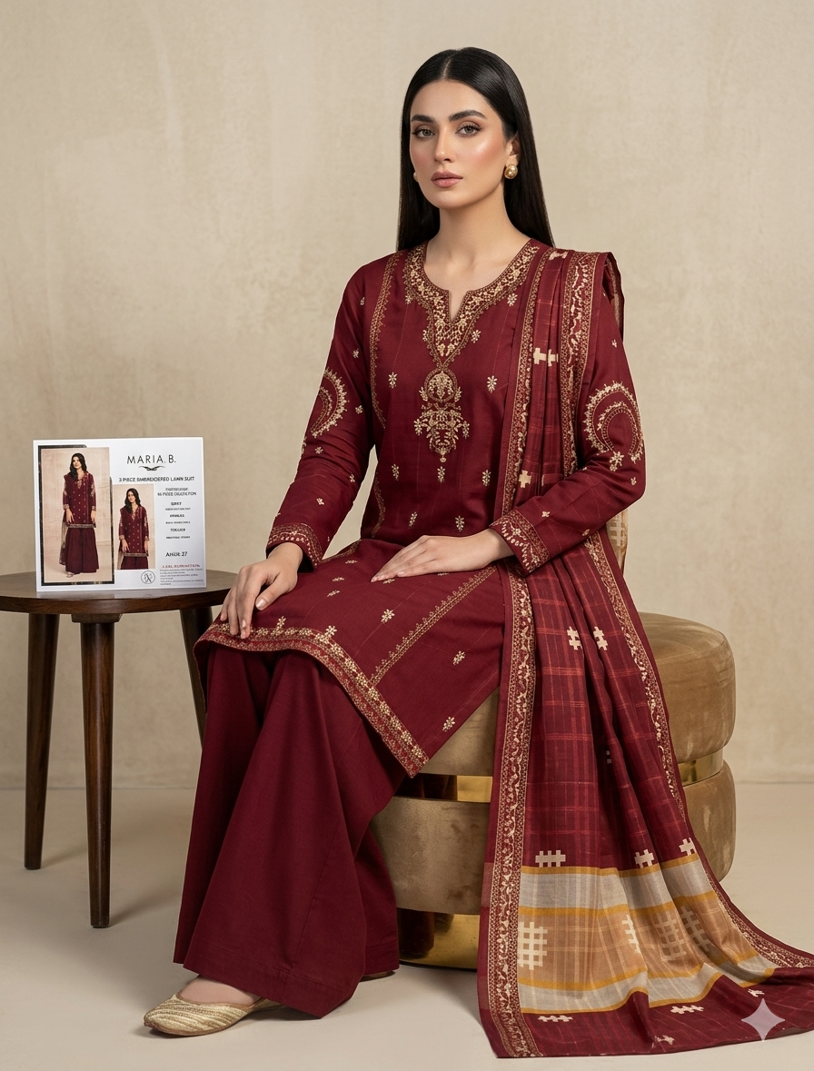 Maria B fancy lawn 3pc Embroidery