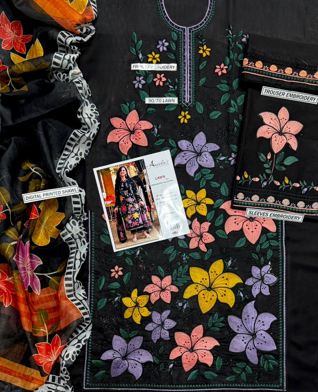 Aleena's Collection Lawn 3-Piece Embroidered Suit with Price Sale
