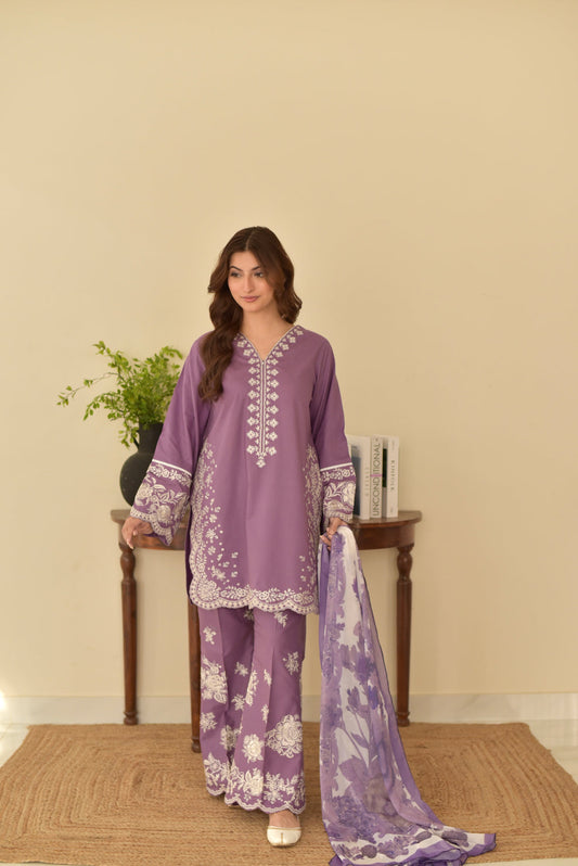 Batik fancy lawn 3pc Embroidery