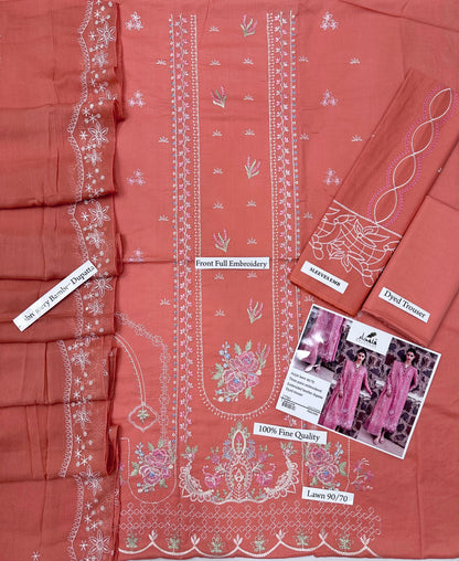 Qalamkar fancy lawn 3pc Embroidery