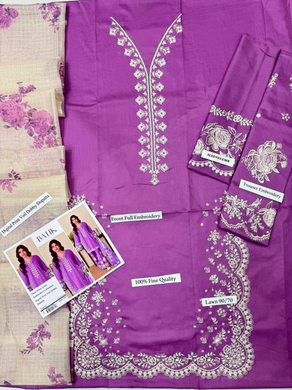 Batik fancy lawn 3pc Embroidery