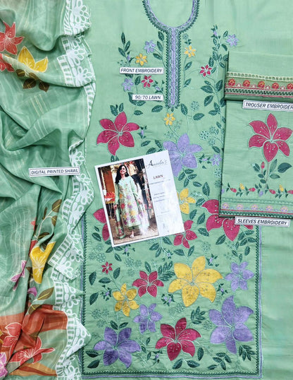 Fancy 3Pc Summer lawn by Aleena's