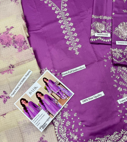 Batik fancy lawn 3pc Embroidery